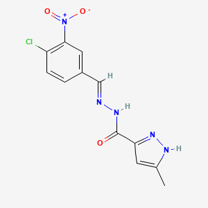 molecular formula C12H10ClN5O3 B11982769 N'-(4-Chloro-3-nitrobenzylidene)-3-methyl-1H-pyrazole-5-carbohydrazide 