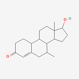 molecular formula C19H28O2 B1198285 (7R)-17-hydroxy-7,13-dimethyl-2,6,7,8,9,10,11,12,14,15,16,17-dodecahydro-1H-cyclopenta[a]phenanthren-3-one 