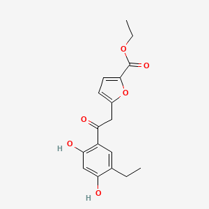 molecular formula C17H18O6 B11982871 Ethyl 5-[2-(5-ethyl-2,4-dihydroxyphenyl)-2-oxoethyl]furan-2-carboxylate 