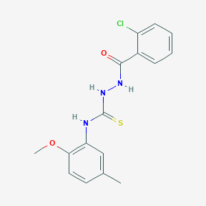 molecular formula C16H16ClN3O2S B1198293 1-[[(2-Chlorophenyl)-oxomethyl]amino]-3-(2-methoxy-5-methylphenyl)thiourea 