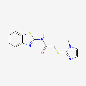 molecular formula C13H12N4OS2 B1198294 N-(1,3-benzothiazol-2-yl)-2-[(1-methyl-1H-imidazol-2-yl)sulfanyl]acetamide 