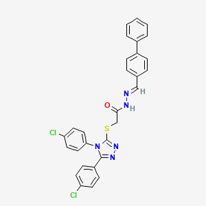molecular formula C29H21Cl2N5OS B11982966 N'-[(E)-biphenyl-4-ylmethylidene]-2-{[4,5-bis(4-chlorophenyl)-4H-1,2,4-triazol-3-yl]sulfanyl}acetohydrazide 