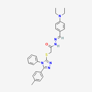 molecular formula C28H30N6OS B11983030 N'-{(E)-[4-(diethylamino)phenyl]methylidene}-2-{[5-(4-methylphenyl)-4-phenyl-4H-1,2,4-triazol-3-yl]sulfanyl}acetohydrazide 