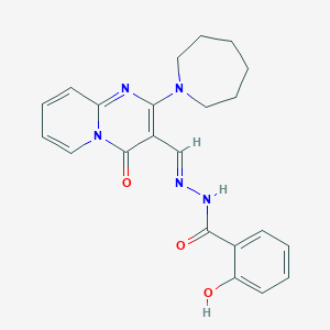 molecular formula C22H23N5O3 B11983241 N'-{(E)-[2-(1-Azepanyl)-4-oxo-4H-pyrido[1,2-A]pyrimidin-3-YL]methylidene}-2-hydroxybenzohydrazide 