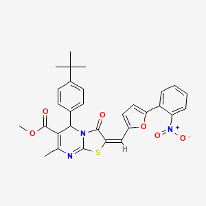 molecular formula C30H27N3O6S B11983257 methyl (2E)-5-(4-tert-butylphenyl)-7-methyl-2-{[5-(2-nitrophenyl)-2-furyl]methylene}-3-oxo-2,3-dihydro-5H-[1,3]thiazolo[3,2-a]pyrimidine-6-carboxylate 