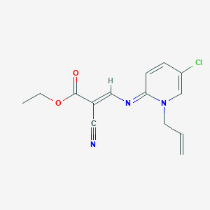 molecular formula C14H14ClN3O2 B11983324 ethyl (2E)-3-[((2E)-1-allyl-5-chloro-2(1H)-pyridinylidene)amino]-2-cyano-2-propenoate 