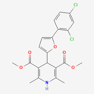 molecular formula C21H19Cl2NO5 B11983384 Dimethyl 4-[5-(2,4-dichlorophenyl)furan-2-yl]-2,6-dimethyl-1,4-dihydropyridine-3,5-dicarboxylate 
