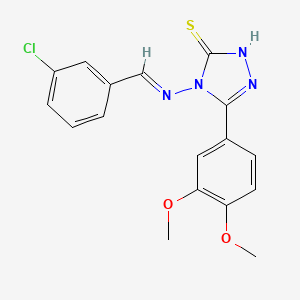 molecular formula C17H15ClN4O2S B11983480 4-{[(E)-(3-chlorophenyl)methylidene]amino}-5-(3,4-dimethoxyphenyl)-4H-1,2,4-triazole-3-thiol 