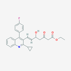molecular formula C27H26FNO4 B119835 (E)-Ethyl 7-(2-cyclopropyl-4-(4-fluorophenyl)quinolin-3-yl)-5-hydroxy-3-oxohept-6-enoate CAS No. 148901-69-3