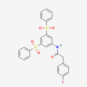 molecular formula C26H20FNO5S2 B11983509 N-[3,5-bis(phenylsulfonyl)phenyl]-2-(4-fluorophenyl)acetamide 