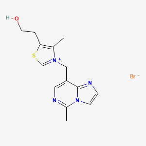 molecular formula C14H17BrN4OS B1198365 Thiazolium,5-(2-hydroxyethyl)-4-methyl-3-[(5-methylimidazo[1,2-c]pyrimidin-8-yl)methyl]-,bromide (1:1) CAS No. 74636-68-3