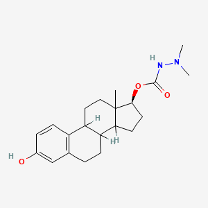 molecular formula C21H30N2O3 B1198381 [(17S)-3-hydroxy-13-methyl-6,7,8,9,11,12,14,15,16,17-decahydrocyclopenta[a]phenanthren-17-yl] N-(dimethylamino)carbamate CAS No. 55081-70-4
