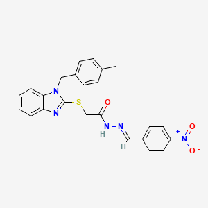 molecular formula C24H21N5O3S B11983816 2-{[1-(4-methylbenzyl)-1H-benzimidazol-2-yl]sulfanyl}-N'-[(E)-(4-nitrophenyl)methylidene]acetohydrazide 
