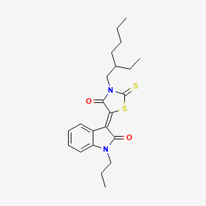 molecular formula C22H28N2O2S2 B11983837 (3Z)-3-[3-(2-ethylhexyl)-4-oxo-2-thioxo-1,3-thiazolidin-5-ylidene]-1-propyl-1,3-dihydro-2H-indol-2-one 