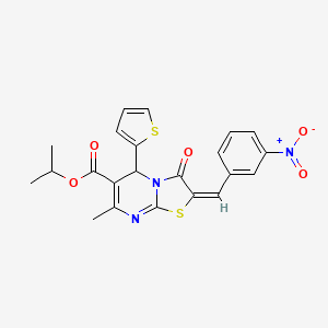 molecular formula C22H19N3O5S2 B11983885 isopropyl (2E)-7-methyl-2-(3-nitrobenzylidene)-3-oxo-5-(2-thienyl)-2,3-dihydro-5H-[1,3]thiazolo[3,2-a]pyrimidine-6-carboxylate 