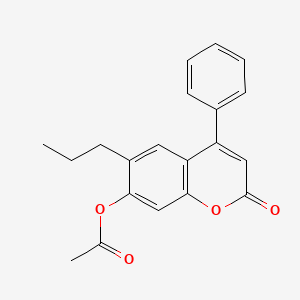 molecular formula C20H18O4 B11983908 2-oxo-4-phenyl-6-propyl-2H-chromen-7-yl acetate 
