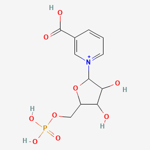 molecular formula C11H15NO9P+ B1198398 1-[3,4-Dihydroxy-5-(phosphonooxymethyl)oxolan-2-yl]pyridin-1-ium-3-carboxylic acid 