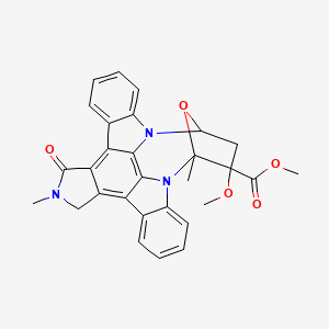 molecular formula C29H25N3O5 B1198401 methyl 16-methoxy-4,15-dimethyl-3-oxo-28-oxa-4,14,19-triazaoctacyclo[12.11.2.115,18.02,6.07,27.08,13.019,26.020,25]octacosa-1,6,8,10,12,20,22,24,26-nonaene-16-carboxylate 
