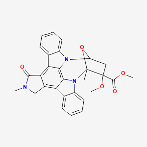 molecular formula C29H25N3O5 B1198401 (9S,10R,12R)-2,3,9,10,11,12-Hexahydro-10-methoxy-2,9-dimethyl-1-oxo-9,12-epoxy-1H-diindolo[1,2,3-fg:3',2',1'-kl]pyrrolo[3,4-i][1,6]benzodiazocine-10-carboxylic acid, methyl ester 