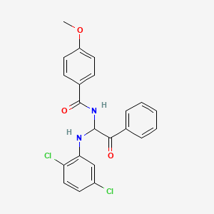 molecular formula C22H18Cl2N2O3 B11984140 N-{1-[(2,5-dichlorophenyl)amino]-2-oxo-2-phenylethyl}-4-methoxybenzamide 