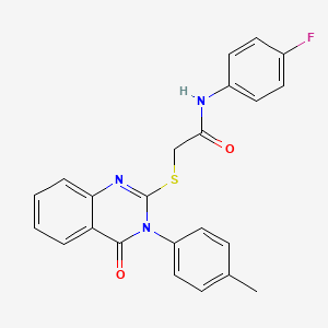 molecular formula C23H18FN3O2S B11984172 N-(4-fluorophenyl)-2-{[3-(4-methylphenyl)-4-oxo-3,4-dihydroquinazolin-2-yl]sulfanyl}acetamide 