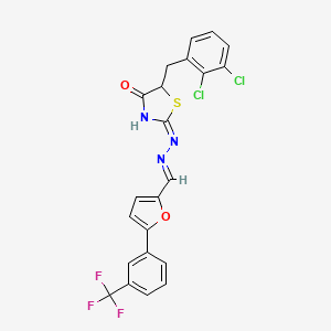 molecular formula C22H14Cl2F3N3O2S B11984315 5-(2,3-Dichlorobenzyl)-2-(((5-(3-(trifluoromethyl)phenyl)furan-2-yl)methylene)hydrazono)thiazolidin-4-one CAS No. 292056-77-0