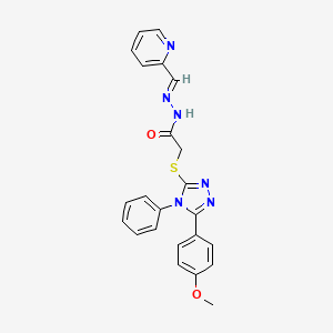 molecular formula C23H20N6O2S B11984367 2-{[5-(4-methoxyphenyl)-4-phenyl-4H-1,2,4-triazol-3-yl]sulfanyl}-N'-[(E)-pyridin-2-ylmethylidene]acetohydrazide 
