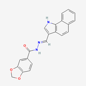 molecular formula C21H15N3O3 B11984384 N'-[(E)-1H-benzo[g]indol-3-ylmethylidene]-1,3-benzodioxole-5-carbohydrazide 