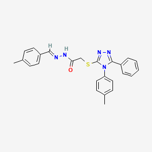 molecular formula C25H23N5OS B11984385 N'-[(E)-(4-methylphenyl)methylidene]-2-{[4-(4-methylphenyl)-5-phenyl-4H-1,2,4-triazol-3-yl]sulfanyl}acetohydrazide 
