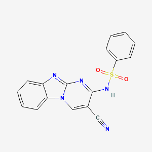 molecular formula C17H11N5O2S B11984451 N-(3-cyanopyrimido[1,2-a]benzimidazol-2-yl)benzenesulfonamide CAS No. 303059-28-1