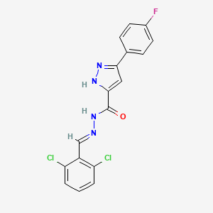 molecular formula C17H11Cl2FN4O B11984458 N'-[(E)-(2,6-dichlorophenyl)methylidene]-3-(4-fluorophenyl)-1H-pyrazole-5-carbohydrazide 
