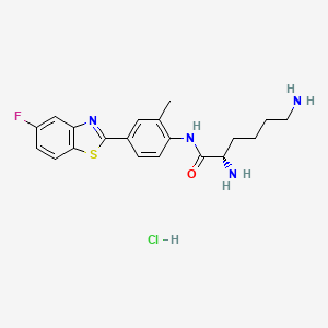 molecular formula C20H24ClFN4OS B1198450 (2S)-2,6-diamino-N-[4-(5-fluoro-1,3-benzothiazol-2-yl)-2-methylphenyl]hexanamide;hydrochloride 