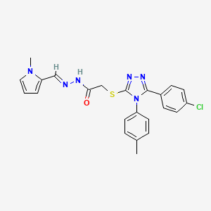molecular formula C23H21ClN6OS B11984543 2-{[5-(4-chlorophenyl)-4-(4-methylphenyl)-4H-1,2,4-triazol-3-yl]sulfanyl}-N'-[(E)-(1-methyl-1H-pyrrol-2-yl)methylidene]acetohydrazide 