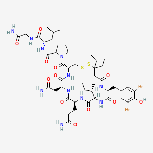 molecular formula C47H71Br2N11O12S2 B1198466 N-[(2S)-1-[(2-amino-2-oxoethyl)amino]-4-methyl-1-oxopentan-2-yl]-1-[(4R,7S,10S,16S)-7-(2-amino-2-oxoethyl)-10-(3-amino-3-oxopropyl)-13-[(2S)-butan-2-yl]-16-[(3,5-dibromo-4-hydroxyphenyl)methyl]-20,20-diethyl-6,9,12,15,18-pentaoxo-1,2-dithia-5,8,11,14,17-pentazacycloicosane-4-carbonyl]pyrrolidine-2-carboxamide CAS No. 57292-38-3