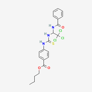 molecular formula C21H22Cl3N3O3S B11984744 butyl 4-[(1-benzamido-2,2,2-trichloroethyl)carbamothioylamino]benzoate CAS No. 303062-61-5