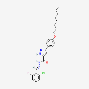 molecular formula C25H28ClFN4O2 B11984776 N'-(2-Chloro-6-fluorobenzylidene)-5-(4-(octyloxy)phenyl)-1H-pyrazole-3-carbohydrazide CAS No. 303106-72-1