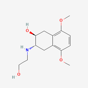 molecular formula C14H21NO4 B1198483 5,8-Dimethoxy-2-(2-hydroxyethyl)amino-3-hydroxy-1,2,3,4-tetrahydronaphthalene CAS No. 64831-69-2