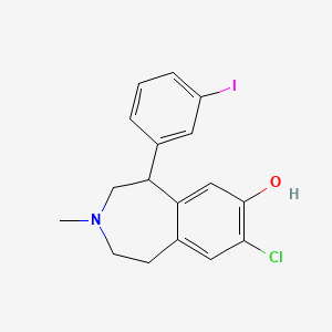 molecular formula C17H17ClINO B1198486 7-Chloro-8-hydroxy-1-(3'-iodophenyl)-3-methyl-2,3,4,5-tetrahydro-1H-3-benzazepine CAS No. 131567-14-1