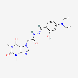 molecular formula C20H25N7O4 B11984862 N'-{(E)-[4-(diethylamino)-2-hydroxyphenyl]methylidene}-2-(1,3-dimethyl-2,6-dioxo-1,2,3,6-tetrahydro-7H-purin-7-yl)acetohydrazide 