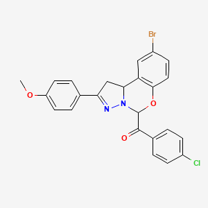 molecular formula C24H18BrClN2O3 B11984917 [9-Bromo-2-(4-methoxyphenyl)-1,10b-dihydropyrazolo[1,5-c][1,3]benzoxazin-5-yl](4-chlorophenyl)methanone CAS No. 303060-97-1