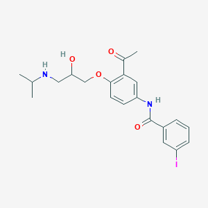 molecular formula C21H25IN2O4 B1198495 N-[3-acetyl-4-[2-hydroxy-3-(propan-2-ylamino)propoxy]phenyl]-3-iodobenzamide CAS No. 67014-20-4