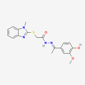 molecular formula C19H20N4O3S B11984987 N'-[(1E)-1-(4-hydroxy-3-methoxyphenyl)ethylidene]-2-[(1-methyl-1H-benzimidazol-2-yl)sulfanyl]acetohydrazide CAS No. 315221-20-6