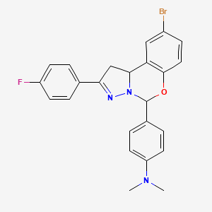 molecular formula C24H21BrFN3O B11985001 N-{4-[9-bromo-2-(4-fluorophenyl)-1,10b-dihydropyrazolo[1,5-c][1,3]benzoxazin-5-yl]phenyl}-N,N-dimethylamine CAS No. 303107-16-6