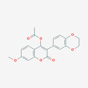molecular formula C20H16O7 B11985019 3-(2,3-dihydro-1,4-benzodioxin-6-yl)-7-methoxy-2-oxo-2H-chromen-4-yl acetate 