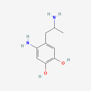 molecular formula C9H14N2O2 B1198503 1,2-Benzenediol, 4-amino-5-(2-aminopropyl)- 