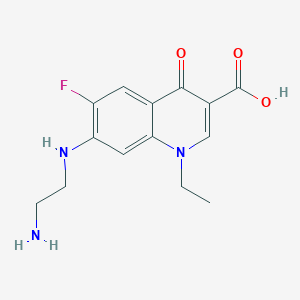 molecular formula C14H16FN3O3 B119851 去乙烯诺氟沙星盐酸盐 CAS No. 75001-77-3