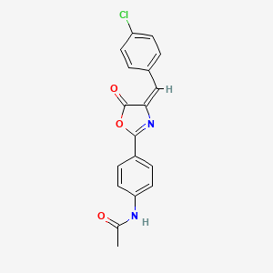 molecular formula C18H13ClN2O3 B11985101 N-{4-[(4E)-4-(4-chlorobenzylidene)-5-oxo-4,5-dihydro-1,3-oxazol-2-yl]phenyl}acetamide 