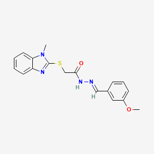 molecular formula C18H18N4O2S B11985147 N'-[(E)-(3-methoxyphenyl)methylidene]-2-[(1-methyl-1H-benzimidazol-2-yl)sulfanyl]acetohydrazide 