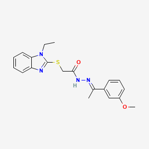 molecular formula C20H22N4O2S B11985162 2-(1-ethylbenzimidazol-2-yl)sulfanyl-N-[(Z)-1-(3-methoxyphenyl)ethylideneamino]acetamide 
