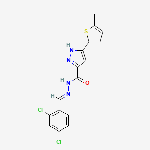 molecular formula C16H12Cl2N4OS B11985174 N'-[(E)-(2,4-dichlorophenyl)methylidene]-3-(5-methylthiophen-2-yl)-1H-pyrazole-5-carbohydrazide 